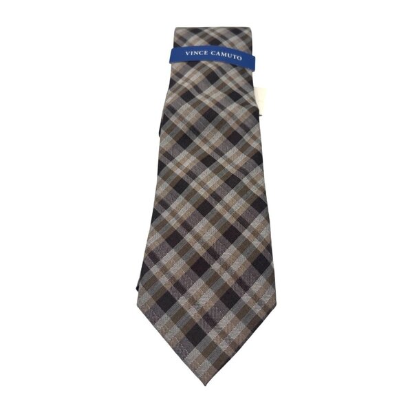 Vince Camuto Nico Plaid Wool Blend Necktie, OS - Picture 1 of 7
